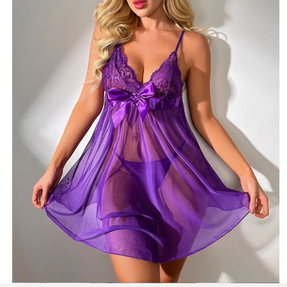 Women Sexy Lingerie Lace Chemise Babydoll Sleepwear Bridal Underwear G-string US